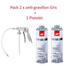 1 pistolet pulverisation + 2 cartouches anti gravillon gris peinture automobile