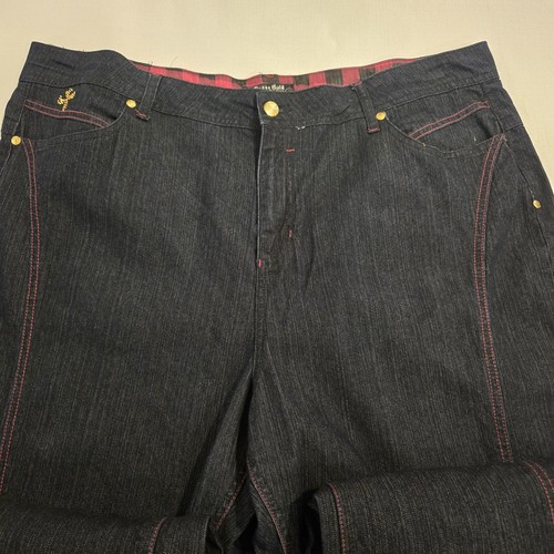 Pantalones de mezclilla para mujer Drama Gold Y2K pierna recta lavado oscuro tiro alto talla 20 - Imagen 5 de 12