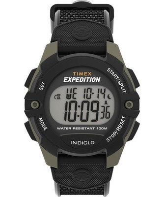 Timex Herren Expedition 41mm Uhr schwarz Harz zweiteilig Digital Zifferblatt grünes Gehäuse