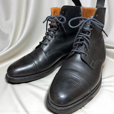 Crockett & Jones x Paul Smith Cap Toe Boots Black Leather Size 6.5E