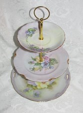 Custom Three Tier Tea Party Cake Stand Made With Vintage Hand Painted Plates
