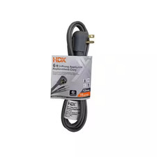 6 Ft 16/3 13A 3-Pong Appliance Replacement Cord Gray Heavy Duty Plug- Brand New