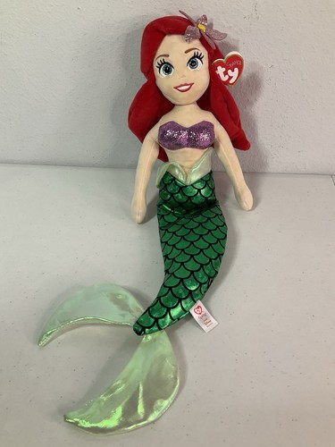 Muñeca de peluche suave TY Disney Ariel. Grande: 20” de alto. NUEVO.