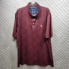 William Murray Polo Shirt Mens 2XL Red Golf Clubs Geometric All Over Print