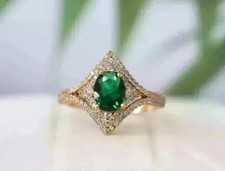 2 Ct Oval Cut Simulated Green Emerald 14k Yellow Gold Plated Halo Wedding Ring