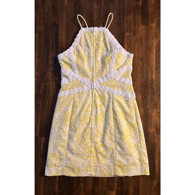 lilly pulitzer pearl halter dress Lilly Pulitzer Pearl Seaside Aqua Halter Shift Dress Metallic Gold Trim Size 00