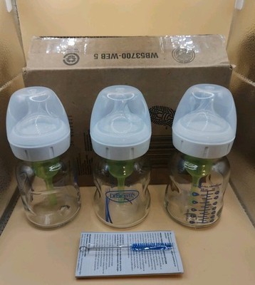 Dr Brown's Natural Flow Options+ Wide Neck Glass 5 oz Pack of 3 New