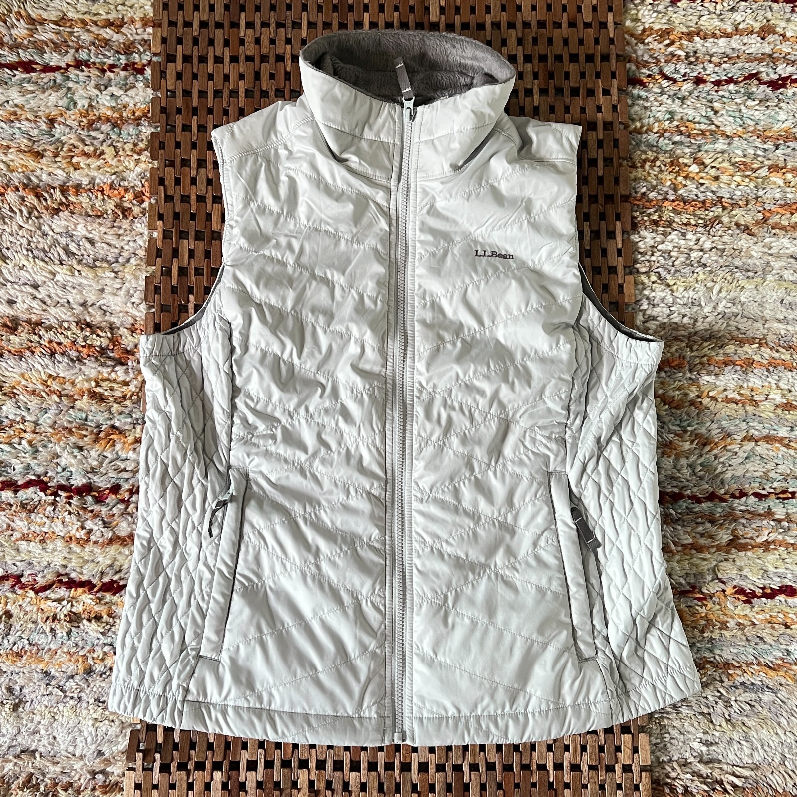 L.L. Bean Diamond Quilted Ultralight Puffer Vest White Women's Size Large Petite