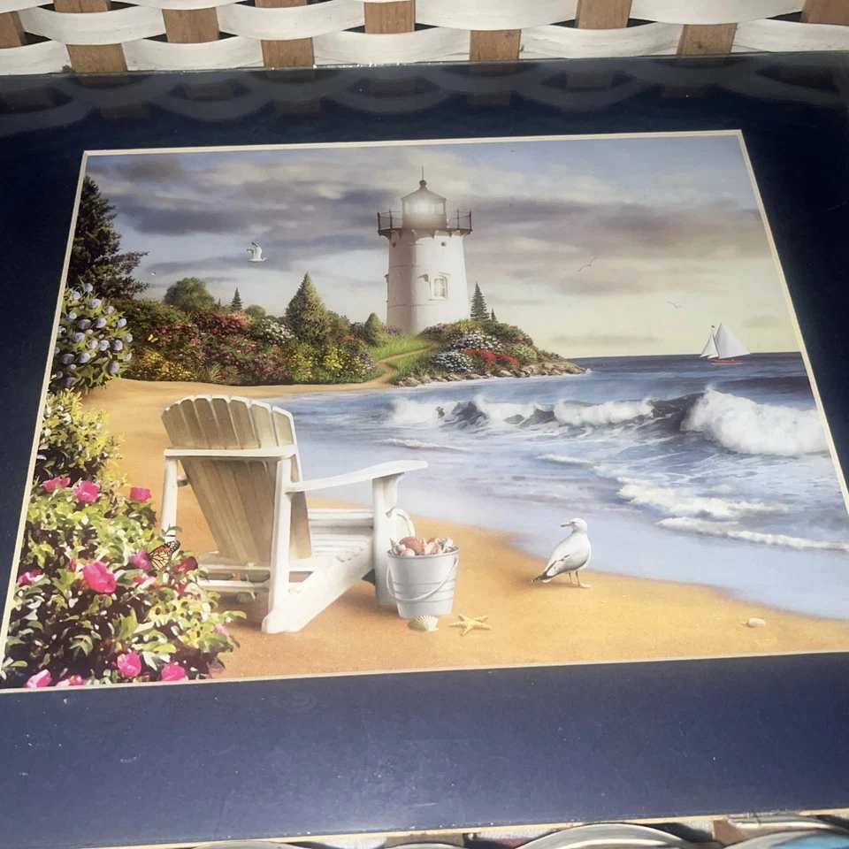 Wooden Woven Basket w/beachside Picture, 16x13, Wall Hanging Capacity - Image 2 of 4