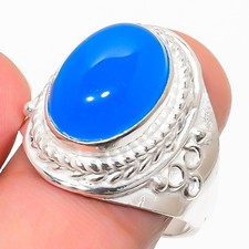 Blue Chalcedony Gemstone Handmade 925 Sterling Silver All Size Ring For Gift