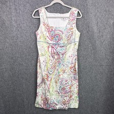 Lily Women's Size L Paisley Print Cotton Blend Sleeveless Square Neck Dress