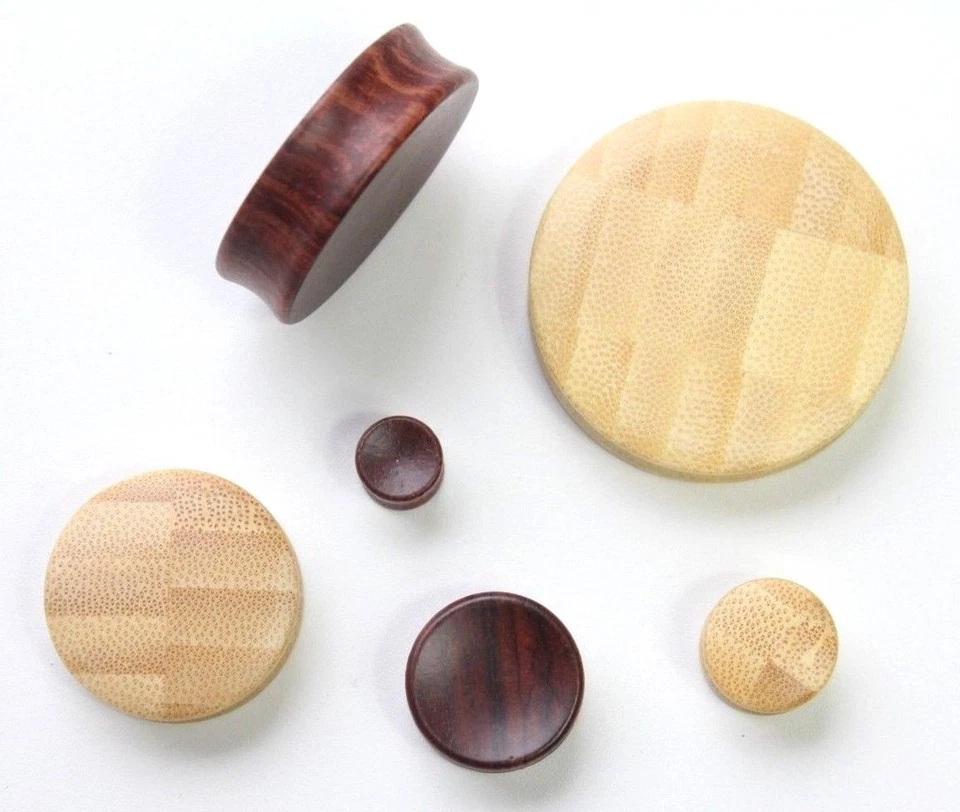 1 pieza 8mm-76mm Grande Madera Doble Llamarada Túnel Tapón para los Oídos Estirador Pendiente Medidor Foto 3 de 4