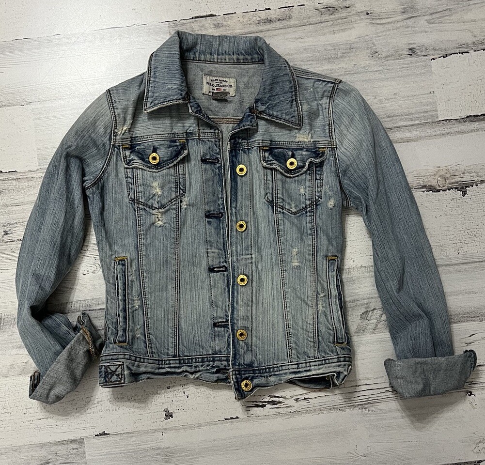 Polo Jeans Co Denim Jacket Women's XS Lydia Distressed Ralph