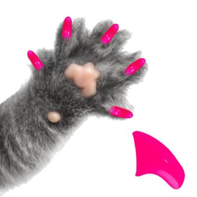 FLAMINGO PINK ~ 60 PIECE Soft Nail Caps for Cat Claws ~ PRETTY CLAWS ~ Paws Off