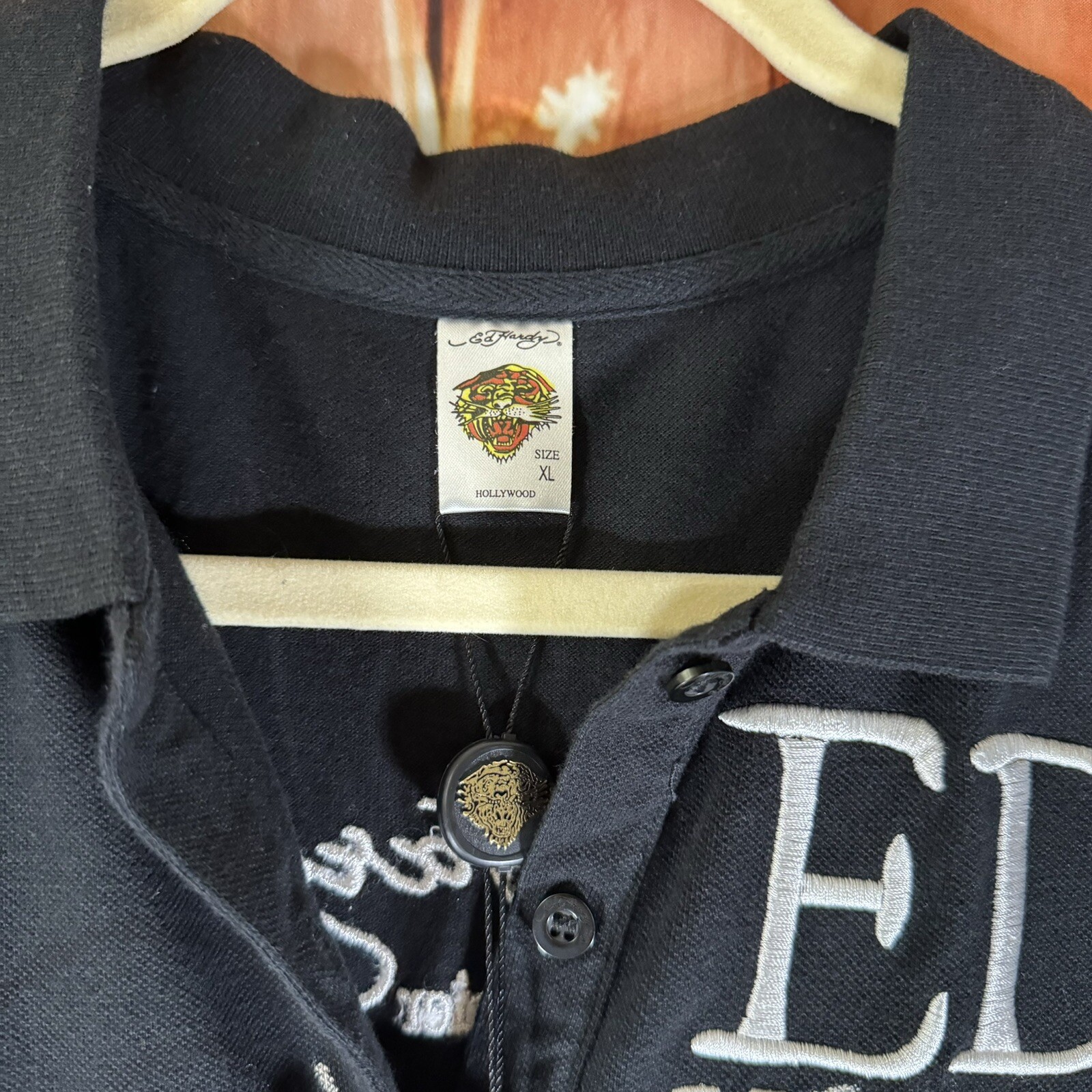 ED HARDY Christian Audigier Black Shirt Women's XL Butterfly Graphic Bedazzled image 3