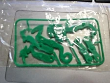 R&L CEREAL TOY ~ STRETCH PETS MONKEY MAN ~ GREEN, ON FRAME! & Blue rhino