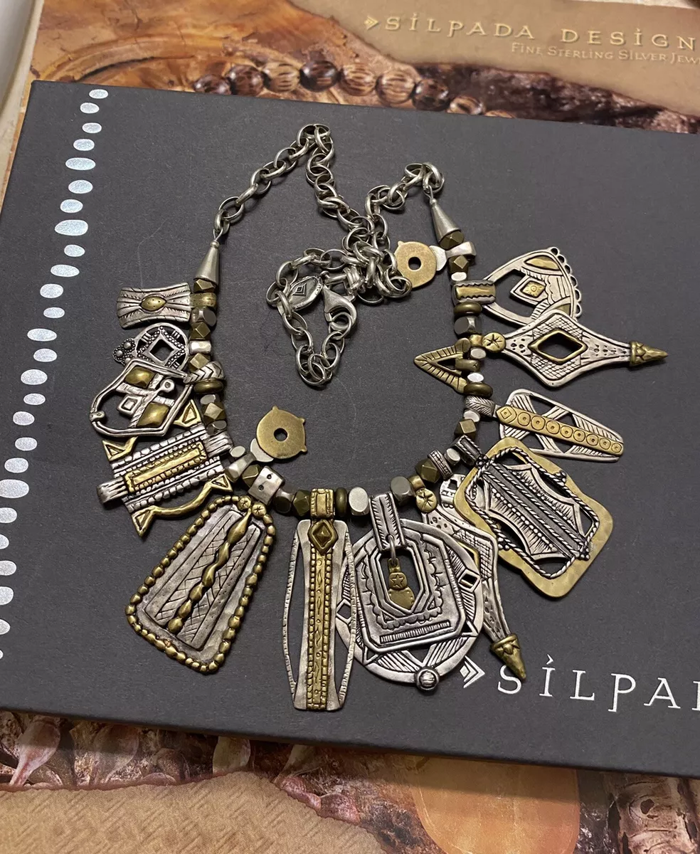 Silpada Indigenous Impressions Sterling Silver Brass Necklace
