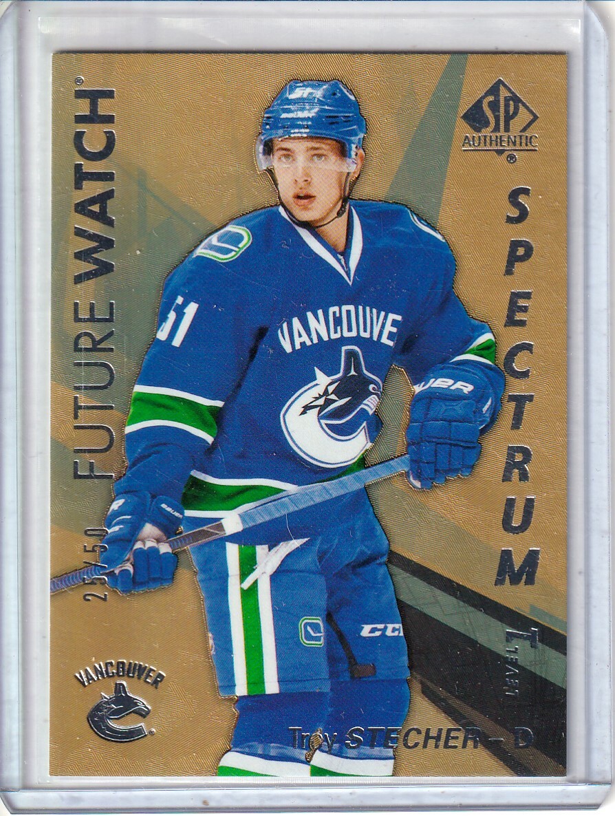 Troy Stecher #S-57 Hockey Cards 2016 SP Authentic Spectrum FX trading card — raw and PSA graded price guide