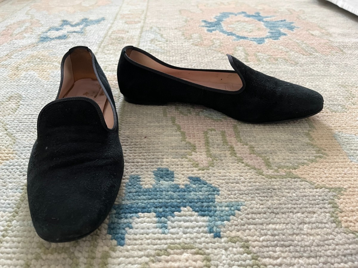 Pretty Ballerinas Black Suede Loafers Size 41