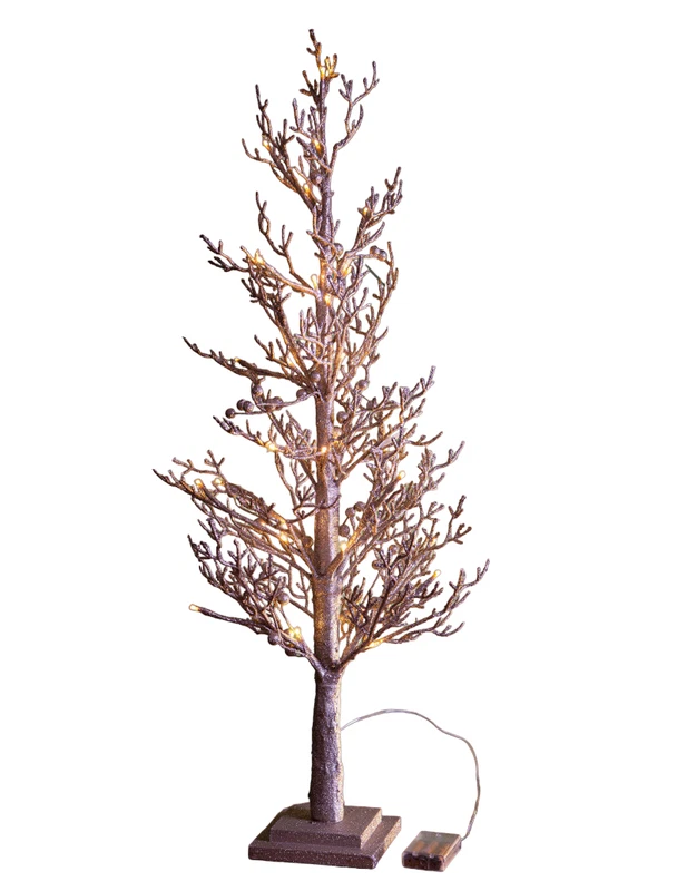 Albero di Natale LARICE 90 cm con LED a Batteria BRANDANI Oro Champagne Glitter