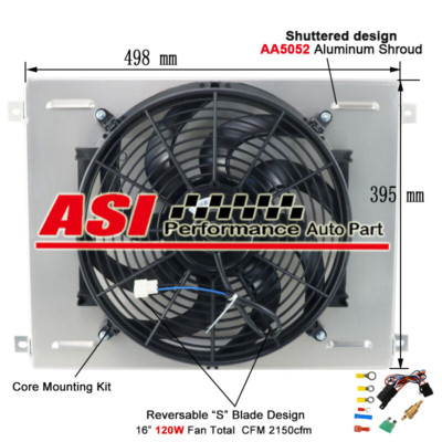 20'' Aluminum Fan Shroud+Relay Kit For 1963-1970 68 Ford MUSTANG FALCON FAIRLANE.