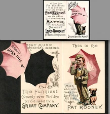1800's Lord Pat Rooney (Mickey Rooney) Folding Die-Cut Comedy Theater Trade Card