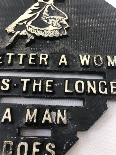 Sexist MCM Trivet Wall Hang Metal Better Woman Looks Longer Man Does Vintage - Picture 11 of 12