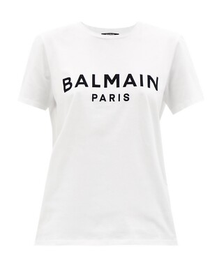 BNWT AUTHENTIC BALMAIN LOGO PRINT T-SHIRT in WHITE sz L