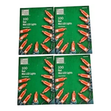 4x Home Accents Holiday 100L RED Mini LED Christmas Party Birthday Lights