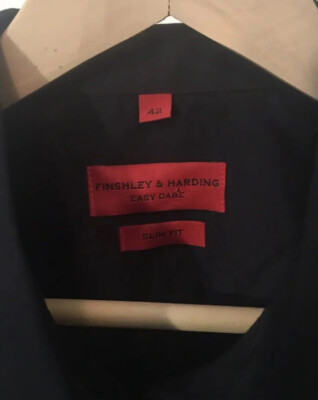 Finshley & Harding Mens Sz 42 button up long sleeve shirt Black Slim Fit