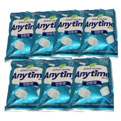 7X Lotte Anytime Candy Sugar Free Individually Wrapped Mint Flavor 92g Korean