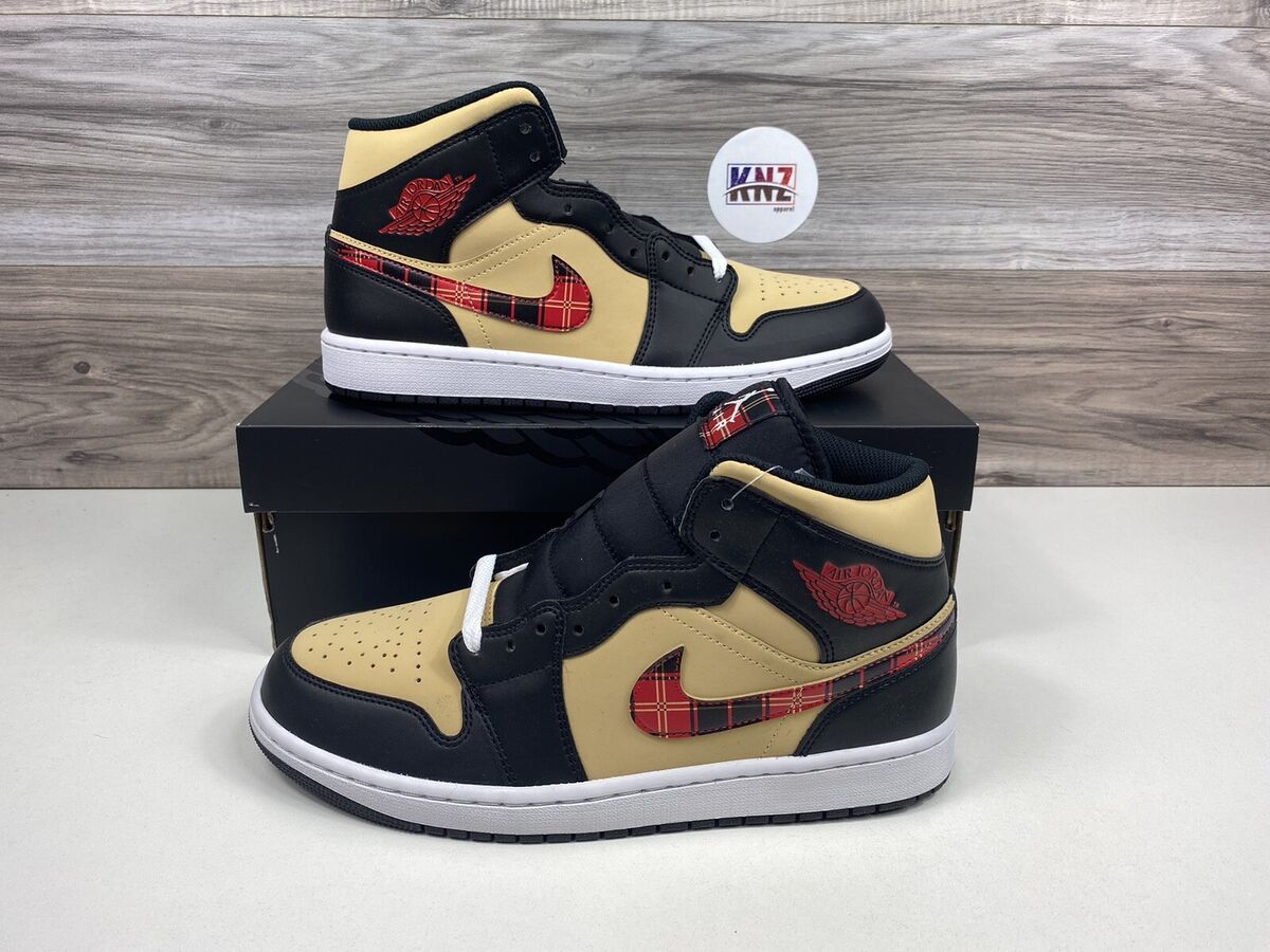 Nike Air Jordan 1 Mid SE 'Tartan Swoosh' Black Sesame Nike Air Jordan 1 Mid SE 'Tartan Swoosh' Black Sesame