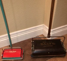 (2) Vintage Vacuum Lot Bissell’s Elite Cyco & MCM Little Queen Manual Sweepers