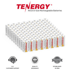 Tenergy NiCD D Size High Capacity Rechargeable Button Top Batteries LOT