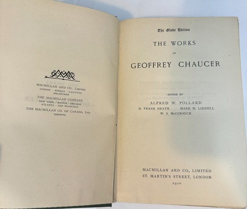 The Works of Geoffery Chaucer 1910 Globe Edition edited by Alfred Pollard Rare - Picture 7 of 9