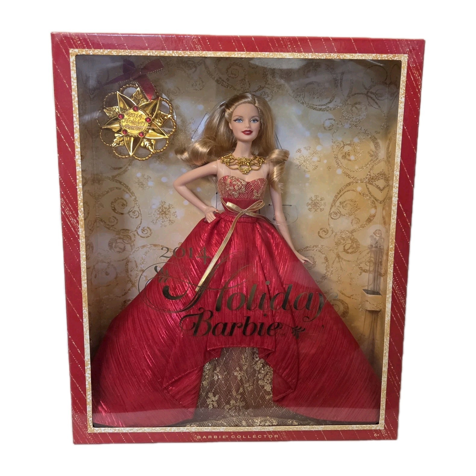 Barbie 2014 Holiday Doll With Ornament BDH21 Never Removed F