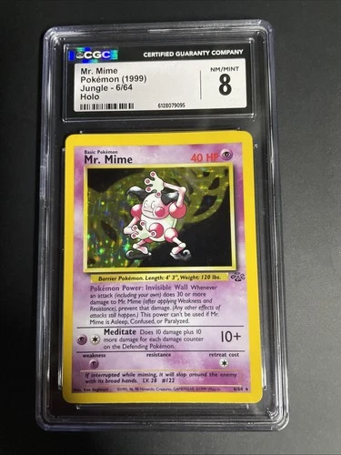 Pokémon CGC 8 Mr. Mime Jungle Unlimited Holo Rare 6/64 1999 Card