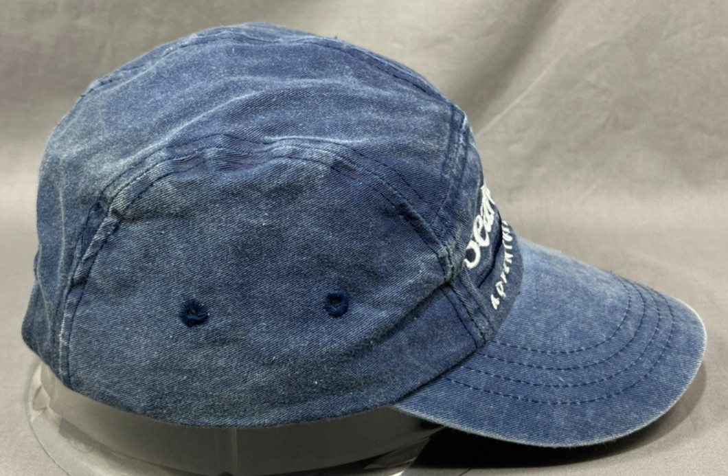SeaWorld Adventure Park Strapback Hat Distressed Blue Denim 5 panel Dad Cap Mens image 5