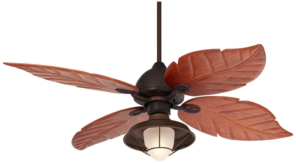 Ventilador de Techo 60" Oak Creek Tropical Interior Exterior con Luz LED Bronce Nogal Foto 2 de 4