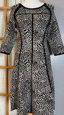 TAYLOR Leopard Print Sweater Dress Sz M Black Ivory 3/4 Sleeve Classic Career