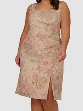 Adrianna Papell Women's Beige Floral Matelasse Square-Neck Plus Dress Sz 14W
