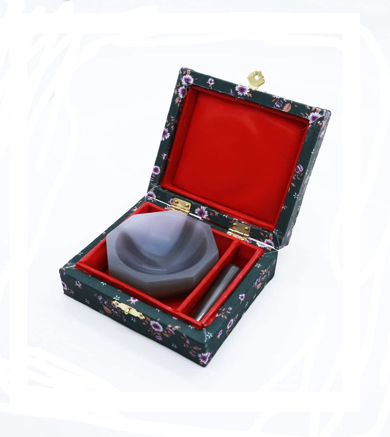 ID: 70MM 2.75" Lab Grinding Natural Agate Mortar and Pestle Set Standard Form...