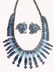 KRAMER, NY Sky Blue Crystals Fringe Necklace and Clip Earrings Set — photo 3