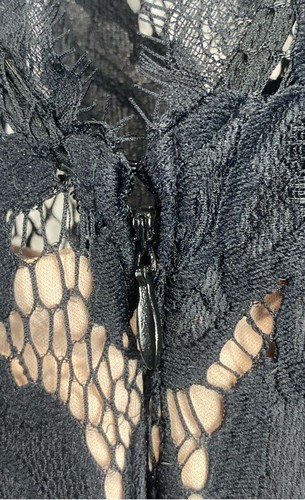 Adrianna Papell Damen schwarz Blumen Spitze Langarm Cocktailkleid Gr. 12 Neu mit Etikett - Bild 9 von 9