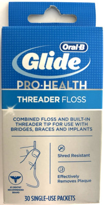 Oral-B GLIDE Pro-Health THREADER FLOSS 30 single use packet ORIGINAL discontinue