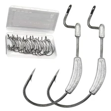 20Pcs Weighted Bass Fishing Hooks Set, Customized Swimbait Hooks Size Assorted