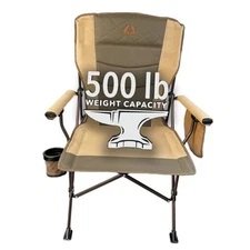 Black Sierra Oversize Camping Chair for Adults Supports 500 lbs, Traditions Tan