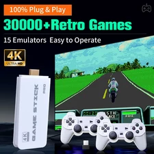 Retro Game Stick Console 64GB 30000+ Games 4K UHD, 2 Wireless Controllers