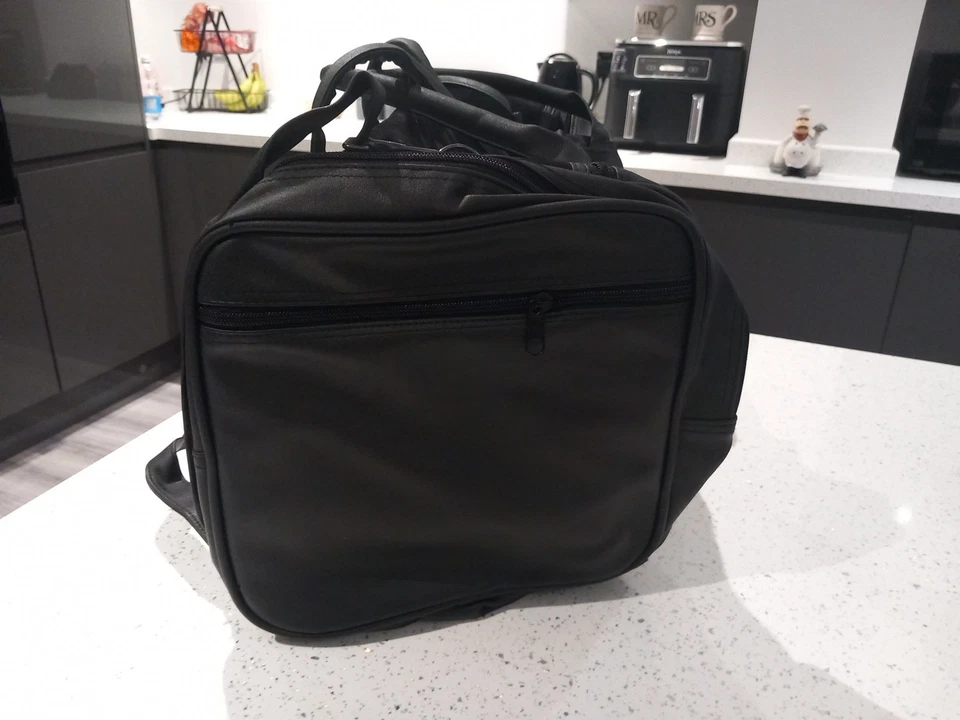 Snap On Tools Black Leather / suede look Luggage Roll Carry Overnight Kit Bag - Image 3 of 4