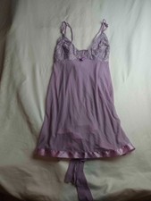 Shirley Of Hollywood Chemise Womens Medium Purple Lace Trim Babydoll Lingerie